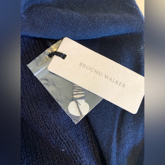 NWT Brochure Walker Navy Blue Layered open Linen Blend Cardigan size S - Picture 8 of 8